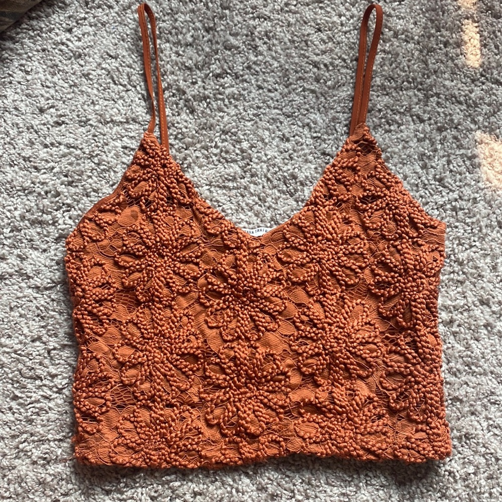Zara Flower Textured Design Western Tank Top Size S
